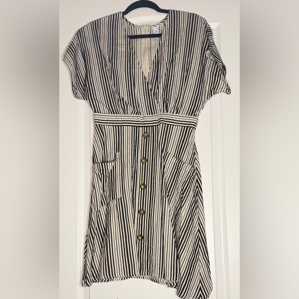 Susina Black and White Striped Mini Dress